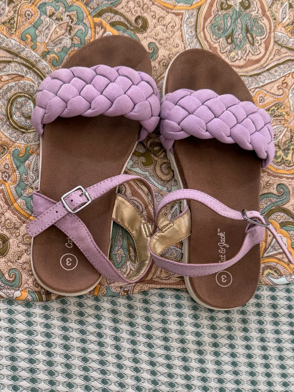 Cat & Jack Lilac Braided Strap Girls Sandals Size 3